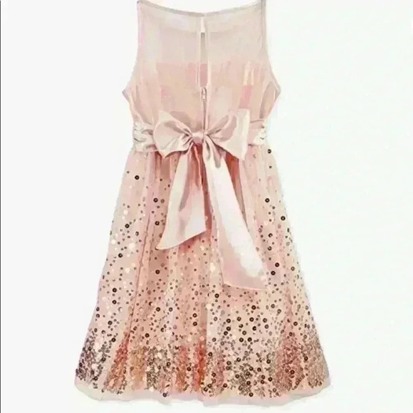 Crystal Doll Short Peach Party Special Occasion Dress w/ Gold Sequins Size 12 - Picture 1 of 13